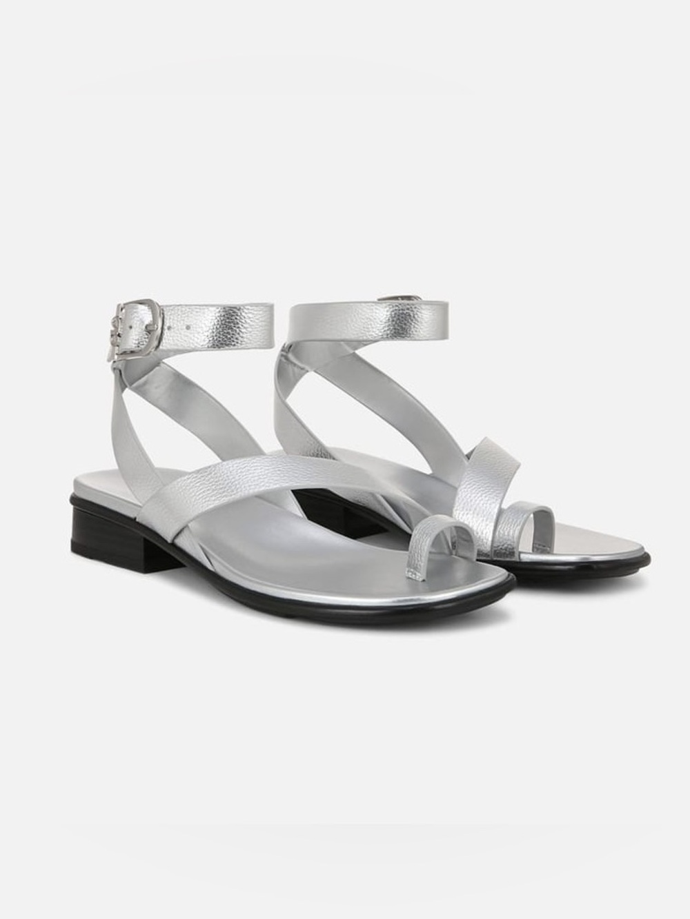 Naturalizer Womens Birch Sandal Silver Faux Leather